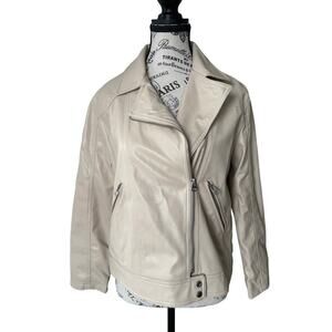 Zara Beige Faux Leather Biker Jacket